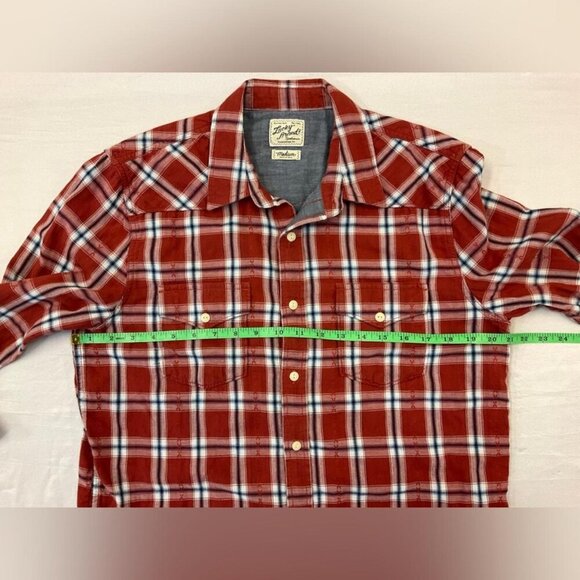 LUCKY BRAND Men's Red Plaid Shirt, Lined, Size Medium - Picture 4 of 8